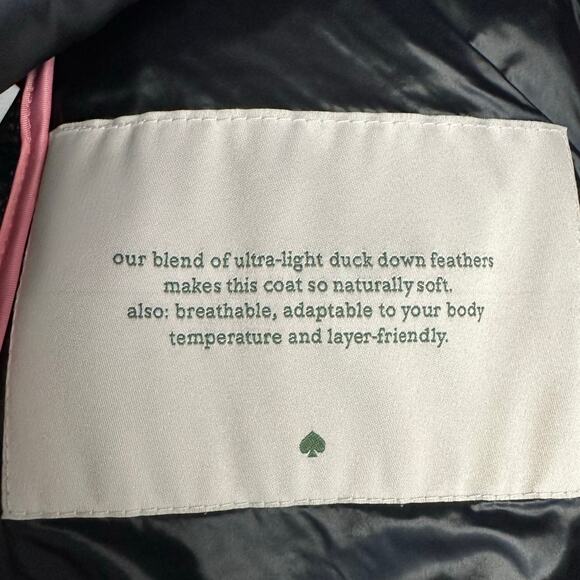 Kate Spade Rose Gold Puffer Coat Down Filled Packable Hood Women's Large - Picture 9 of 9